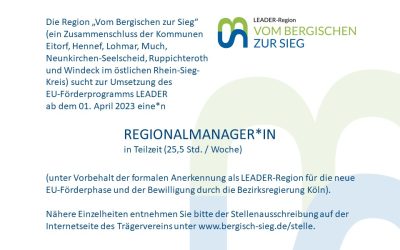 Stellenausschreibung – Verstärkung im Regionalmanagement gesucht!
